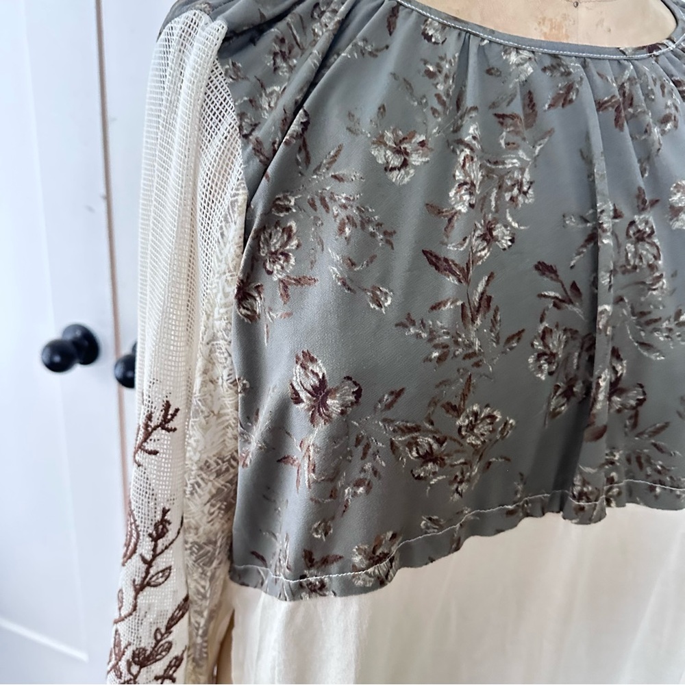 Gimmicks Floral Patchwork Long Sleeve Floral Tunic Top L - Picture 6 of 9